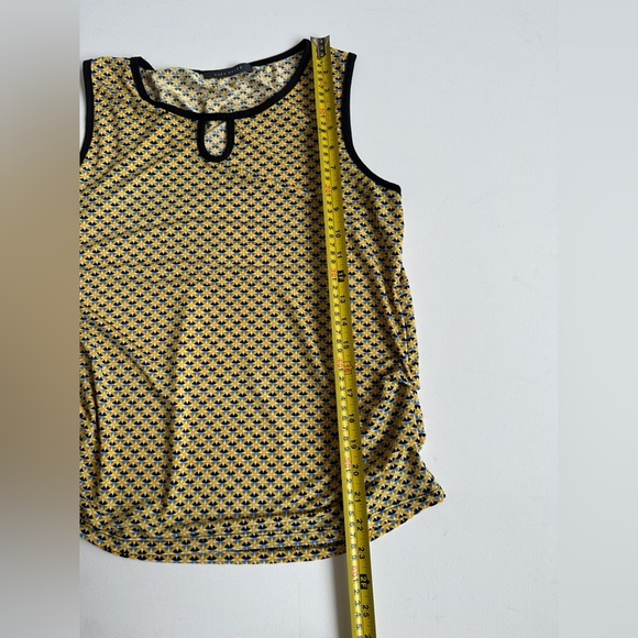 Yellow/Black Retro Pattern Sleeveless Tank Top - Keyhole Neckline - Size M - Picture 5 of 5